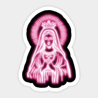 Pink Neon Virgin Mary Sticker